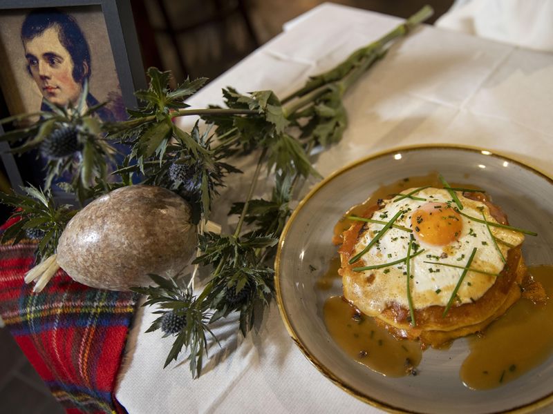 Celebrating Burns night with a haggis pancake is mall the rage!