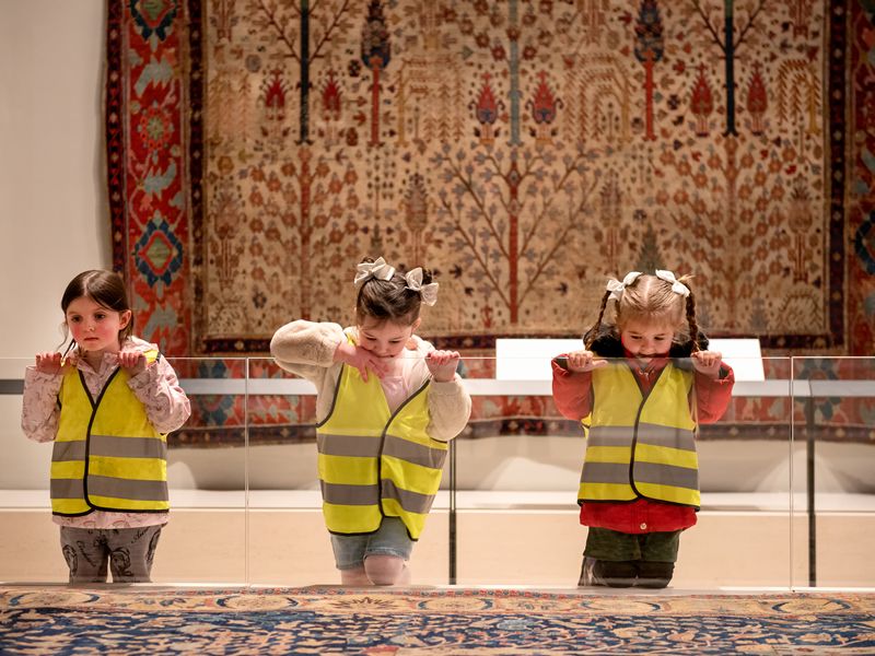 Children marvelling at The Wagner Garden Carpet