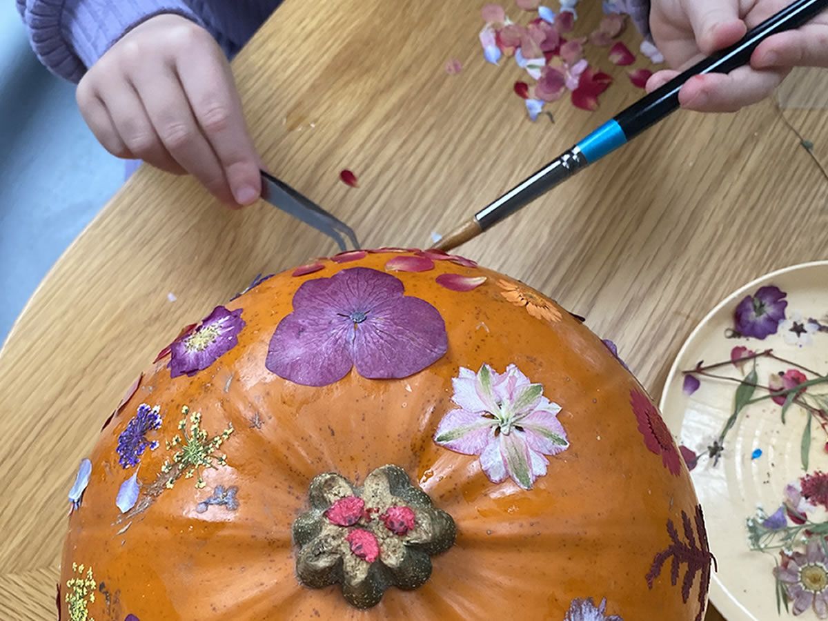 Composable Pressed Flower Pumpkin Workshop for Kids