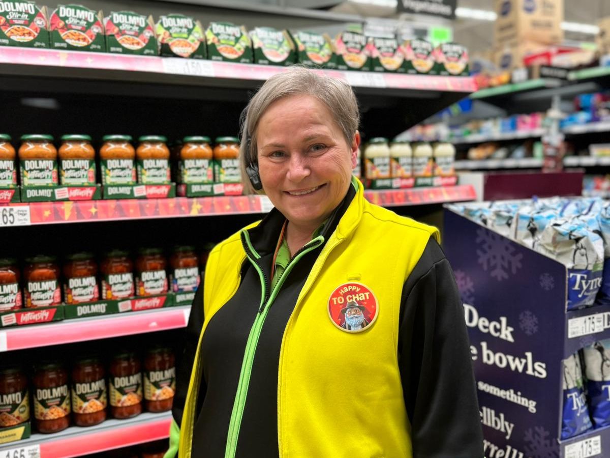 Asda colleagues wear Happy to Chat badges to help tackle loneliness this Christmas